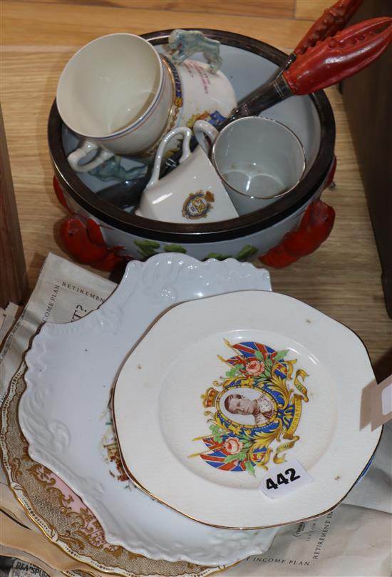 A lobster salad bowl, Royal Commemorative ceramics, Coalport bowls